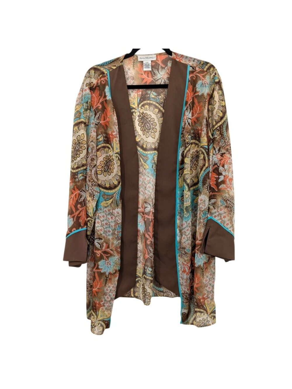 Vtg Floral Paisley Kimono Cardigan Duster Y2K Open Front Festival Boho Plus 22W